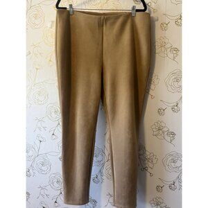 Chicos Pants Size 3 US 16 Faux Suede Khaki Tan Slim Leggings High Rise 078